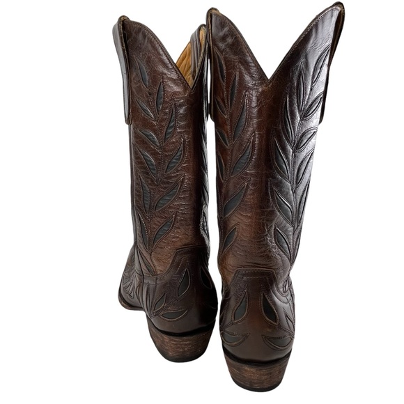 Old Gringo Snip Toe Inlay Leaf Pattern Vintage Boots Women 5.5B in Brown - Picture 7 of 10